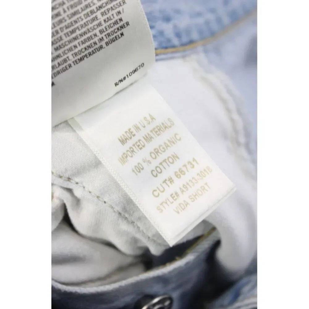 Agolde Women Cargo Shorts Blue Organic Cotton Button Designer Size 26